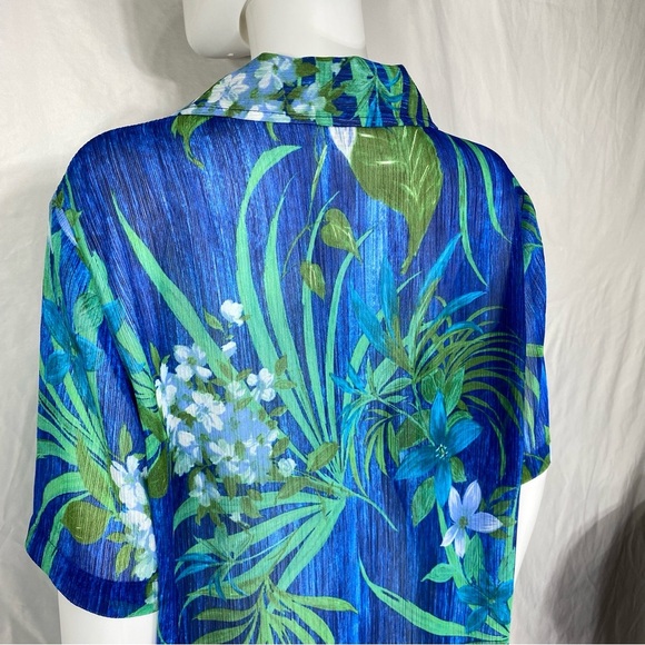 Draper’s & Damon’s Women’s Sheer Tropical Button Down Blouse - Picture 4 of 6